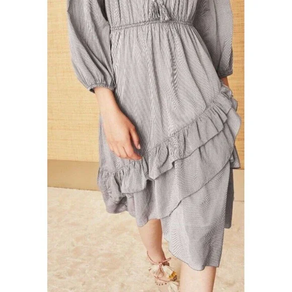 Ulla Johnson Oletha Dress In Gris Cotton Midi Size 6